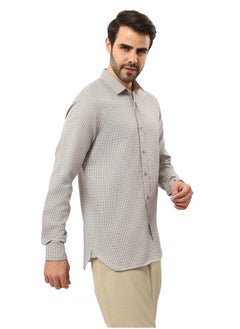 اشتري Dark Beige & Navy Blue Plaids Comfy Shirt - Beige في مصر