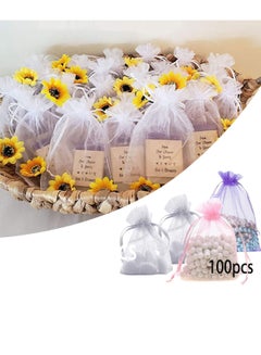 Buy 100PCS Premium Sheer Organza Bags, White Wedding Favor Bags with Drawstring, 9*12 CM Jewelry Gift Bags for Party, Jewelry, Festival, Makeup Favor Bags,net gift bags,drawstring goody bags in UAE