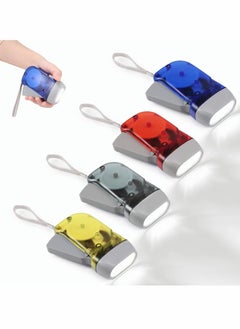 Buy Hand Crank Flashlight No Battery Flashlight Shake Flashlight with LED Bright Light for Camping Home Car Gear Self Powered Charging Torch Dynamo, Yellow, Red, Grey, Blue 4 PCS in Saudi Arabia