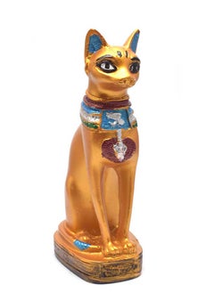 Buy pharaonic Decorative Egyptian Cat Bastet Statue ancient Egyptian souvenirs gifts handmade Home decor collectibles Sculptures  (Wide - Golden Multicolor - 13 CM Long) in Egypt