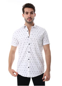 اشتري Self Pattern Buttons Down Closure Shirt - White في مصر