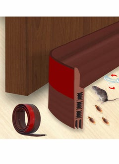 اشتري Door Draft Stopper Under Door Seal for Exterior Interior Doors, Door Sweep Strip Under Door Draft Blocker, Soundproof Door Bottom Weather Stripping Keeping Draft Noise Out 2 Inch W x 39 Inch L(Brown) في الامارات