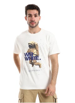 Buy White Rabbit Space Printed Slip On Round Neck T-Shirt in Egypt