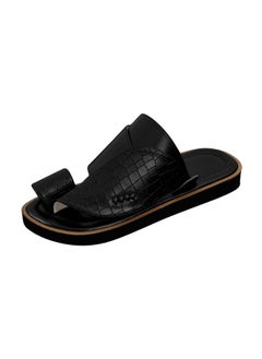 Buy Black crocodile-embossed leather arabic sandals in Saudi Arabia