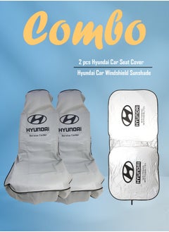 Buy Combo Buy HYUNDAI Universal Car Seat Dust Dirt Protection Cover 2Pcs White & HYUNDAI Car Windshield Sunshade, UV Rays and Heat Protector Sunshade in Saudi Arabia