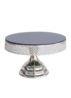 Buy Glass Cake Serving Plate with Stand Silver 30X17Cm in UAE