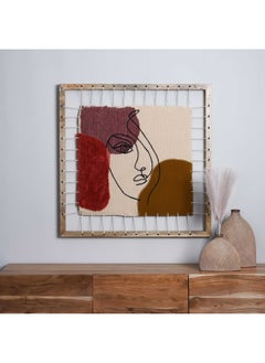 Buy Woman Face Embroidered Wall Art 85x85cm-Natural in UAE