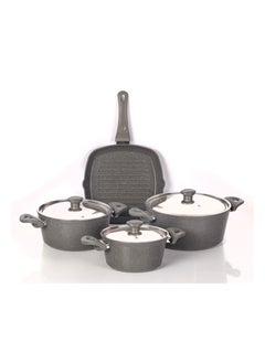 Buy Top Chef 7-Piece Granite Cookware Set (pot18/20/24/Grill28) Grey in Egypt