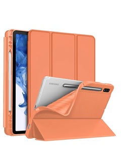 Buy Smart Case for Samsung Galaxy Tab S8 2022/Tab S7 2020 11 Inch (Model SM-X700/X706/T870/T875) with Pencil Holder, Soft TPU Smart Stand Back Cover Auto Wake/Sleep Feature (Orange) in Egypt