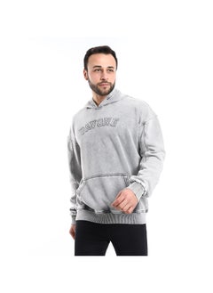 Buy Washed Oversized Hoodie With Front Pocket - Light Grey in Egypt