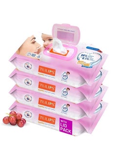 اشتري Sensitive Baby Wet Wipes Lid Pack (72 Wipes X 4 Pack) For Gentle Cleaning;Moisturizing Rash Free 99% Purified Water With Grapefruit Extracts في السعودية