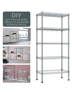 اشتري 5-Tier Wire Storage Shelving Rack Heavy Duty Metal Organizer Wire Rack with Leveling Feet Adjustable Shelves for Home, Bathroom, Kitchen, Office, Garage 5 Shelves Metal Storage Rack (SILVER) في الامارات