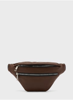 Buy Faux Leather Waistpack Dark in UAE