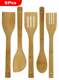 Buy Bamboo Wooden Spoons For Cooking 5 Piece Bamboo Utensils in UAE