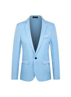 اشتري Mens Suit Jacket Business Casual Professional Formal Suit Flip Slim Wedding Dress One Piece Suit Jacket for MenSky Blue Sky Blue في الامارات