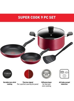 اشتري 5 Pieces  Super Cookset Frypans 20/24 cm Stewpot 24 cm+Lid Slotted Spatula B460S584 في السعودية