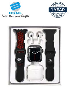 اشتري ساعة ذكية T55 Pro Max مع حزام إضافي قابل للاستبدال وسماعات بلوتوث أسود / أحمر في الامارات