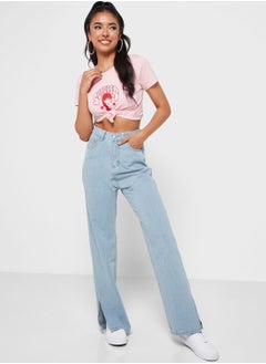 Buy Classic Mom Jeans With Slit Hem in Saudi Arabia