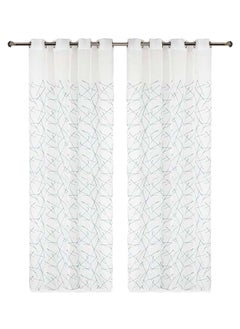 اشتري 2-Piece Loft Sheer Curtain Set, Teal - 140x240 cm في الامارات