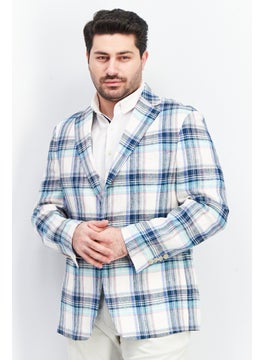 اشتري Men Slim Fit Plaid Casual Blazer, Blue Combo في السعودية