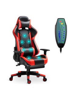 Buy Gaming Chair 7-Point Massage Gaming Chairs Ergonomic Ultra-Large Size Computer Chair 90-180° Reclining Game Chair with Neck & Lumbar Support Height Adjustable 360°PU Silent Casters Red & Black in Saudi Arabia