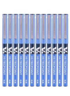 اشتري 12-Piece Hi-tecpoint V5 Fine Rollerball Pen Blue Ink في الامارات