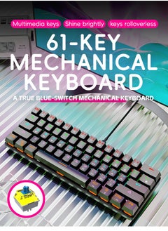 Buy 61 Keys Wired Gaming Keyboard Mini Mechanical Keyboard green axis With RGB Backlit in Saudi Arabia