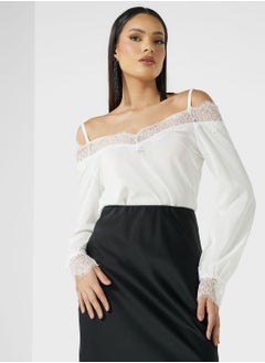 اشتري Lace Neck Top في الامارات