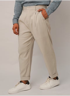 Buy Men’s Tapered Stretch Pleat-Front Pants in Grey Beam in UAE