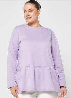 Buy Round Neck Tiered Hem Sweatshirt in UAE