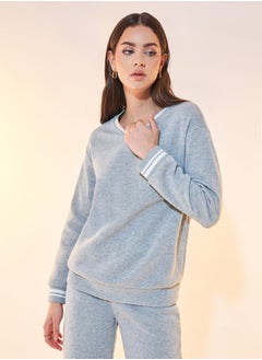 Buy Ribbed Panel Dropped Shoulder Sweatshirt in Saudi Arabia