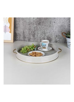 اشتري Adrian Serving Tray Iron Modern Houseware Serving Tray L 40.5x35.4 X H 5.5cm Beige في الامارات