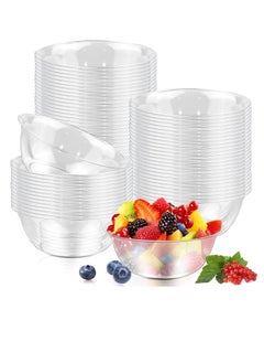 Buy Clear Premium Plastic Bowls, Hard Plastic Bowls, Clear Salad Bowl Disposable Soup Ice Cream Candy Serving for Wedding Birthday Dessert Party Bowls For Catering, Parties, Buffets, Events 50 Pack in UAE