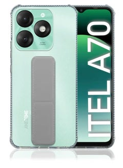 Buy Case Cover For Itel A70 With Magnetic Hand Grip 3 in 1 Clear / Grey in Saudi Arabia