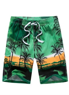 Buy Men's Printed Beach Casual Shorts Swimwear Summer Green in Saudi Arabia