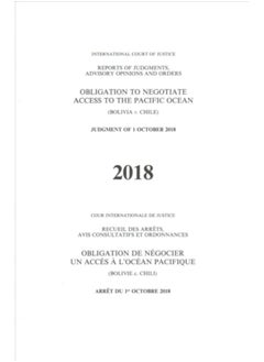 Buy Obligation To Negotiate Access To The Pacific Ocean : (Bolivia V. Chile), Judgment Of 1 October 2018 - Paperback in Saudi Arabia