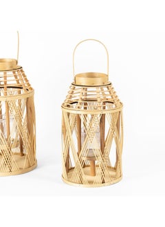 Buy Bamboo Cylindrical Lantern, Natural - 24X40 Cm in UAE