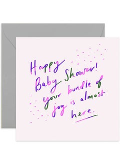 اشتري Old English Co. Neon Pink Happy Baby Shower Card Expecting Parents Greeting Card Baby Due Pregnancy Bundle Of Joy Blank Inside & Envelope Included في الامارات