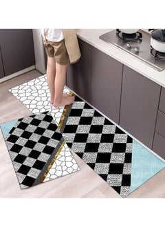 اشتري 2 PCS Set Kitchen Mats Absorbent Thick Non Slip Washable Area Rugs For Kitchen Floor Indoor Outdoor Entry Carpet With Beautiful Design (40×60CM And 40×120cm) في الامارات