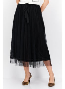 Buy Women Textured Casual Midi Skirts, Black in UAE