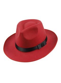 Buy Wide Brim Fedora Panama Hat Red/Black in Saudi Arabia