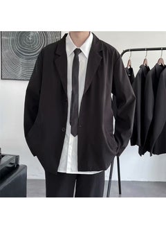 Buy 2024 Spring Korean Trendy Mens Casual Vintage Blazer Black in UAE