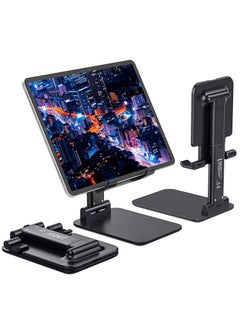 Buy Foldable Tablet Stand Holder - Angle & Height Adjustable Desk Holder Anti-Slip Compatible with Smartphones/iPad Mini/Game/Kindle/Tablet(4-10") (Black) in UAE