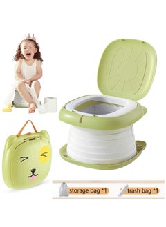 Buy Children folding toilet seat,Baby Portable Potty Travel Foldable Potty for Camping Indoor Outdoor Bathroom Green in Saudi Arabia