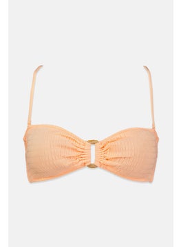 Buy Women Ruched Bikini Top, Orange in Saudi Arabia