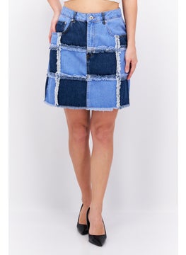 اشتري Women Embroidered Denim Mini Skirt, Blue في الامارات