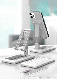 Buy Foldable Desk Bracket Smartphone Stand for iPad iPhone Samsung Desk Holder Adjustable PC Tablet Mobile Phone Desktop Phone Stand White in UAE