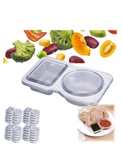 Buy Double Compartment Condiment Container with Lids, Clear Plastic Portion Cups, Travel Snack Containers for Condiments or Dips, 2 Compartment Condiment Containers (20PCS) in UAE