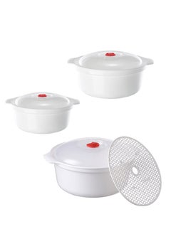 اشتري 3 PCS Microwave Safe Bowl with Lid, BPA Free Microwave Cookware Heating Dish Microwave Dish Noodle Bowl Soup Heating Bowl Dishwasher and Microwave Safe College Dorm Essentials for Boys Girls في السعودية