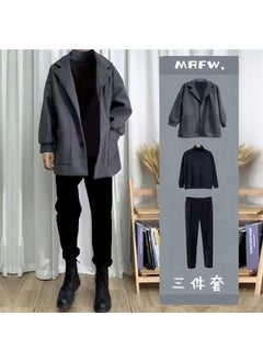 Buy Mens Wool Blend Coat Suit Casual Autumn Winter Mature Grey in UAE